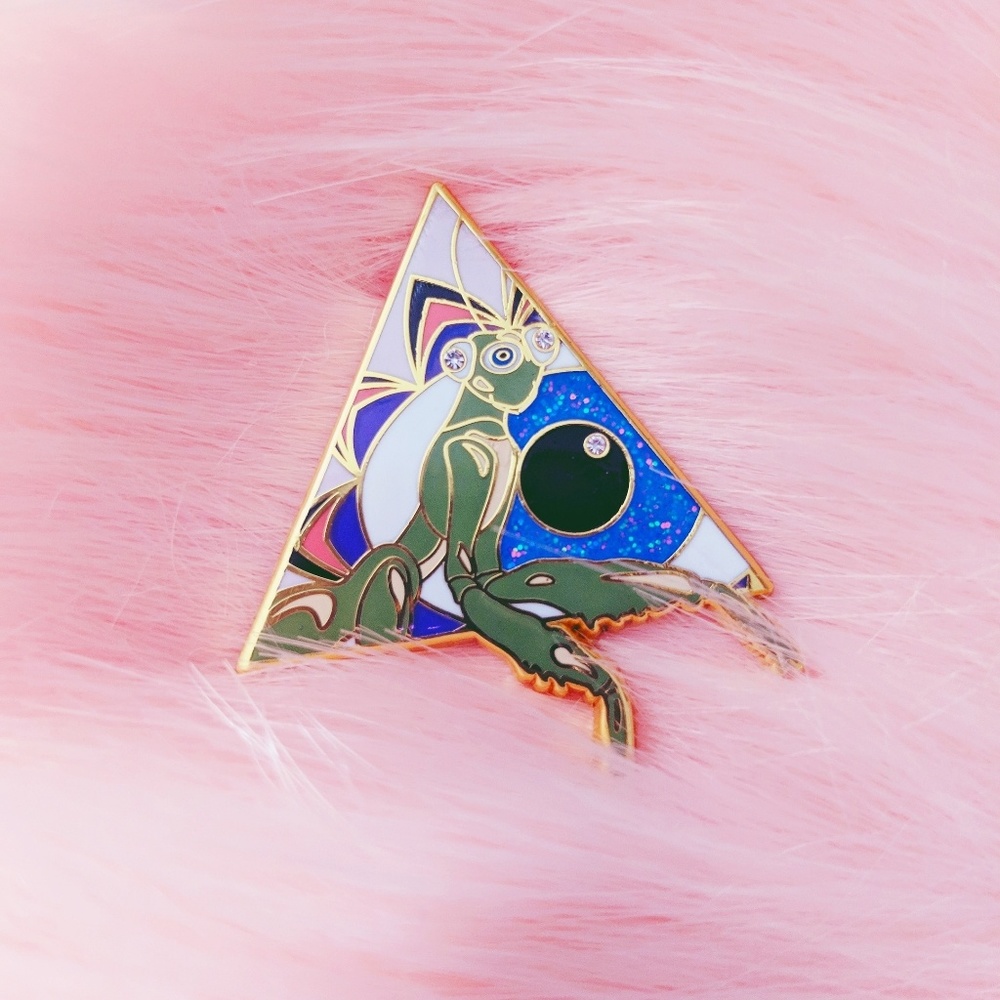 Psychedelic Retro Mantis Evil Eye Pin